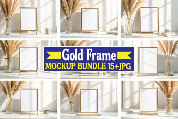 Download Gold Frame Mockup Bundle 05 - Frame mockup Collection
